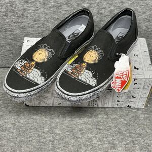 VANS  PEANUTS PIG PEN BLACK SLIP ON SNEAKERS Men’s 8.5 Womens 10 Rare black 2017